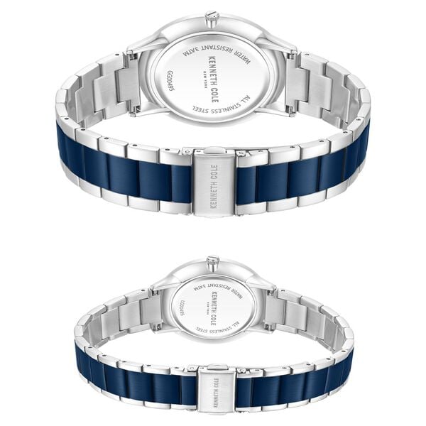 Kenneth Cole Quartz Analog Watch for Couple with Blue Dial Stainless Steel Strap