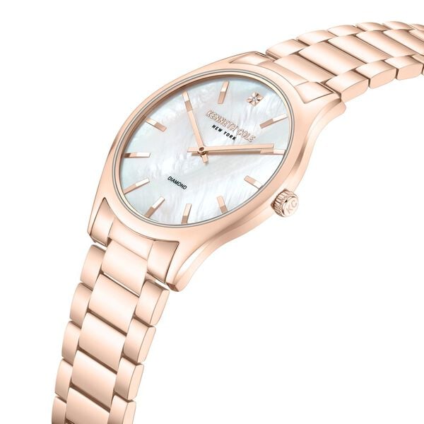 Kenneth Cole Quartz Analog Mother of Pearl Dial Watch for Couple with Rose Gold Stainless Steel Strap