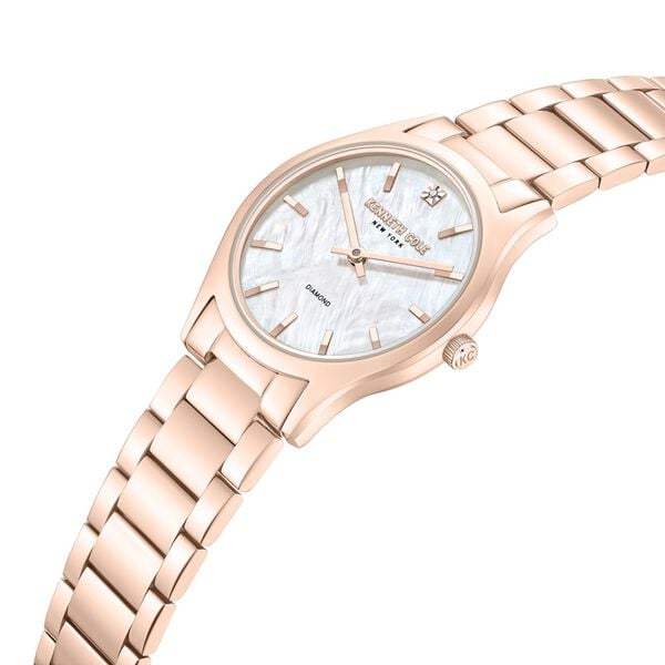 Kenneth Cole Quartz Analog Mother of Pearl Dial Watch for Couple with Rose Gold Stainless Steel Strap