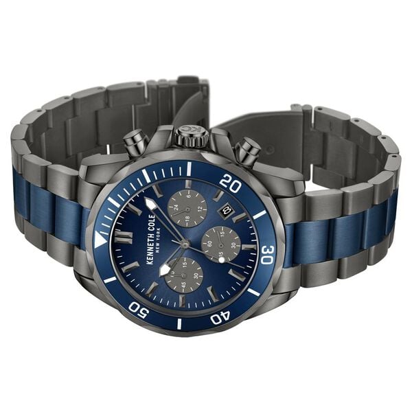 Kenneth Cole Quartz Chronograph Blue Dial Watch for Men with Two Toned Stainless Steel Strap