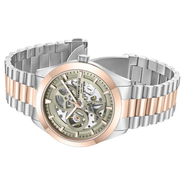 Kenneth Cole Mechanical Hand Wound Analog Mechanical Grey Dial Watch for Men with Stainless Steel Strap