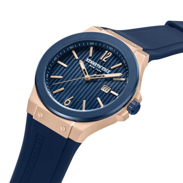 Kenneth Cole Quartz Analog with Date Blue Dial Watch for Men with Blue Silicone Strap