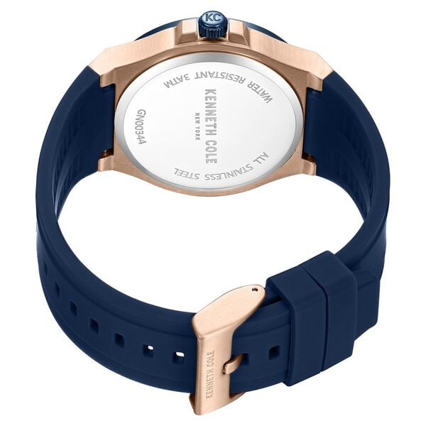 Kenneth Cole Quartz Analog with Date Blue Dial Watch for Men with Blue Silicone Strap