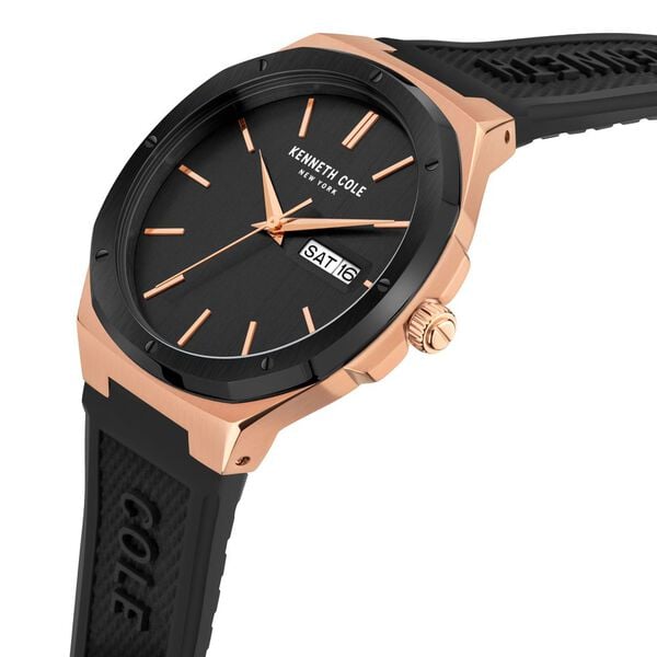 Kenneth Cole Quartz Analog Watch for Men Black Dial with Silicone Strap