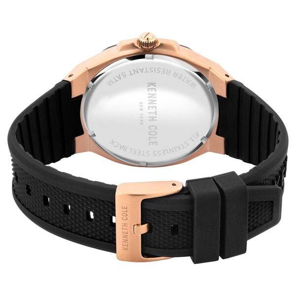 Kenneth Cole Quartz Analog Watch for Men Black Dial with Silicone Strap