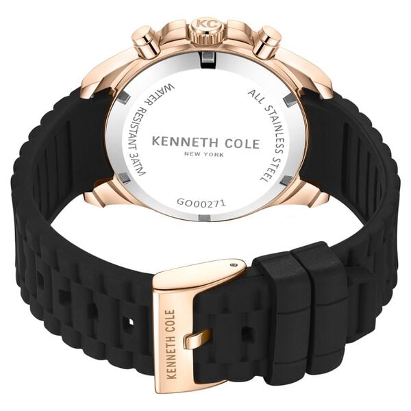 Kenneth Cole Quartz Chronograph Grey Dial Watch for Men with Black Silicone Strap
