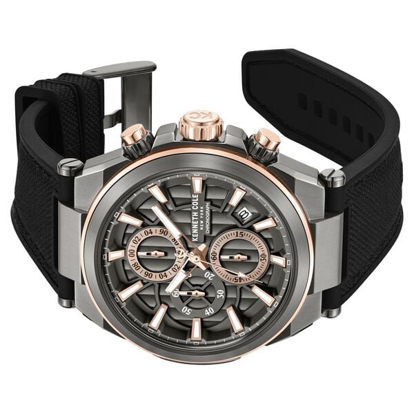 Kenneth Cole Quartz Multifunction Grey Dial Black Colour Silicone Strap Watch for Men