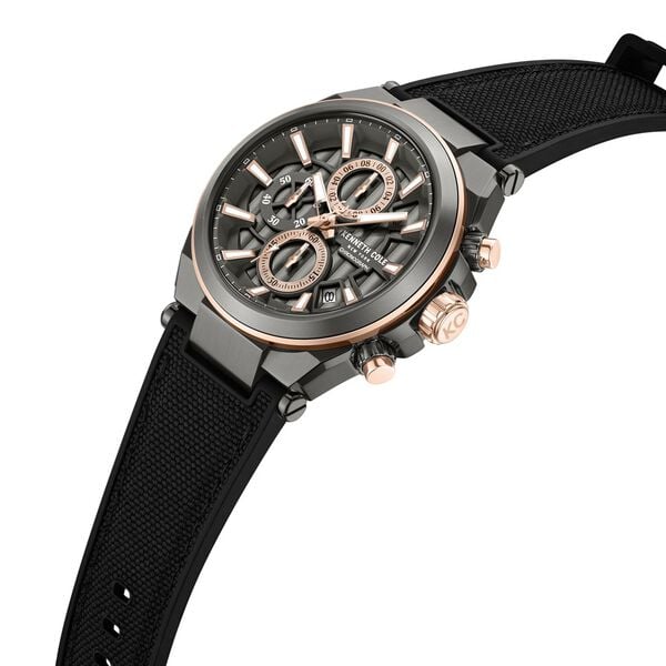 Kenneth Cole Quartz Multifunction Grey Dial Black Colour Silicone Strap Watch for Men
