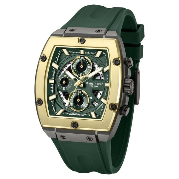 Kenneth Cole Quartz Multifunction Green Dial Green Colour Silicone Strap Watch for Men