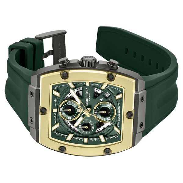 Kenneth Cole Quartz Multifunction Green Dial Green Colour Silicone Strap Watch for Men