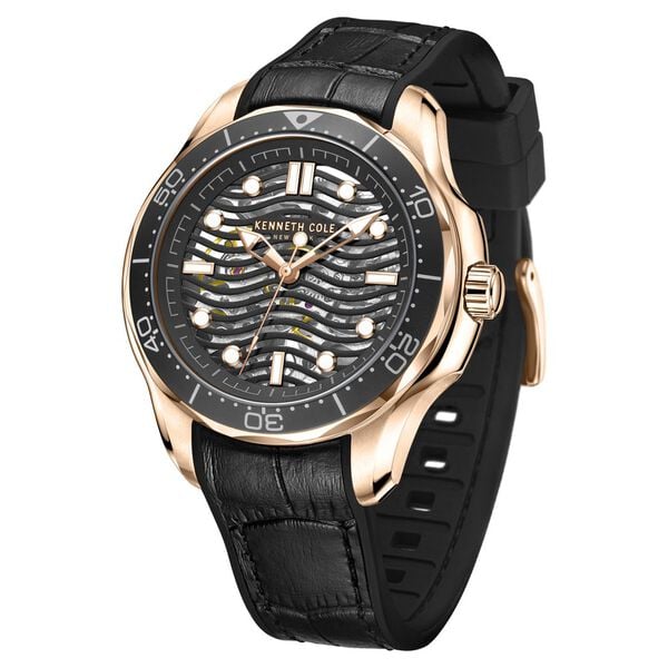 Kenneth Cole Automatic Black Colour Silicone Strap Watch for Men