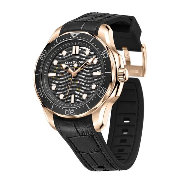 Kenneth Cole Automatic Black Colour Silicone Strap Watch for Men