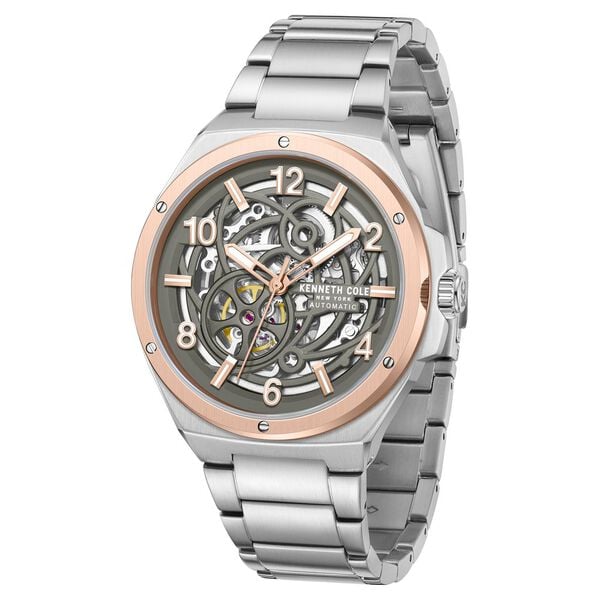 Kenneth Cole Automatic Grey Dial Watch for Men with Stainless Steel Strap