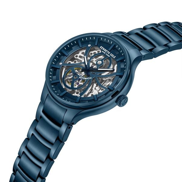 Kenneth Cole Automatic Blue Dial Watch for Men with Blue Stainless Steel Strap