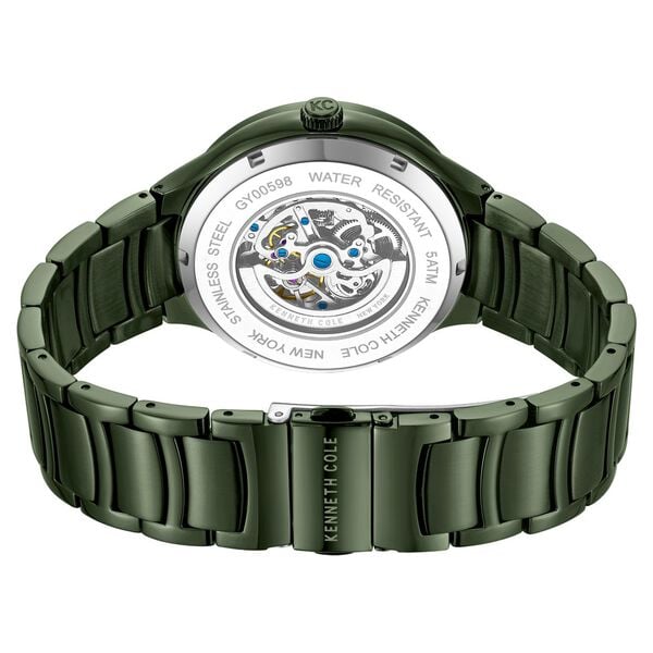 Kenneth Cole Automatic Green Dial Watch for Men with Black Stainless Steel Strap
