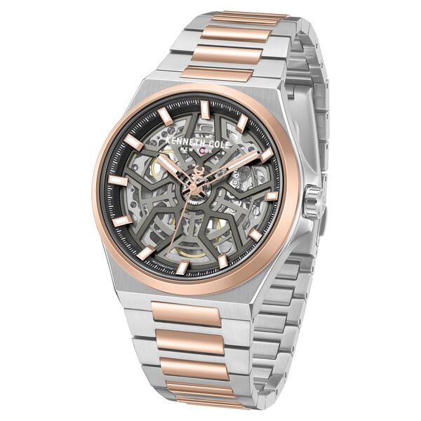 Kenneth Cole Automatic Grey Dial Two Toned Stainless Steel Strap Watch for Men