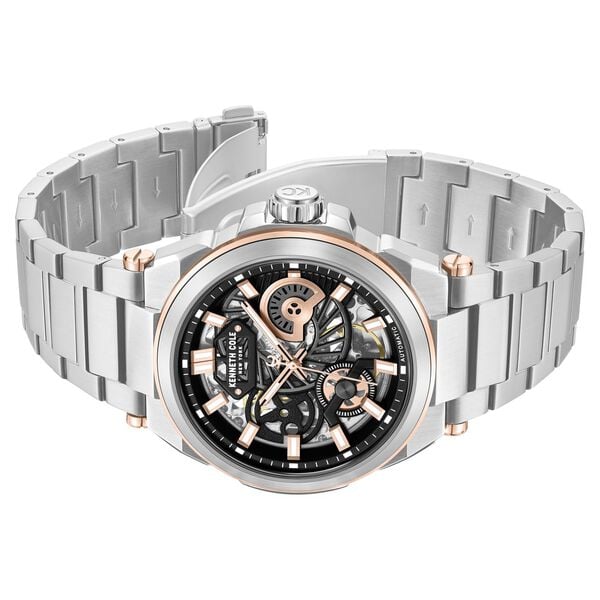 Kenneth Cole Automatic With Self Winding Black Dial Stainless Steel Strap Watch for Men