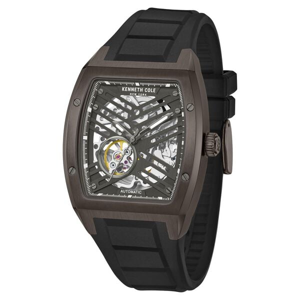 Kenneth Cole Automatic Grey Dial Watch for Men with Silicone Strap