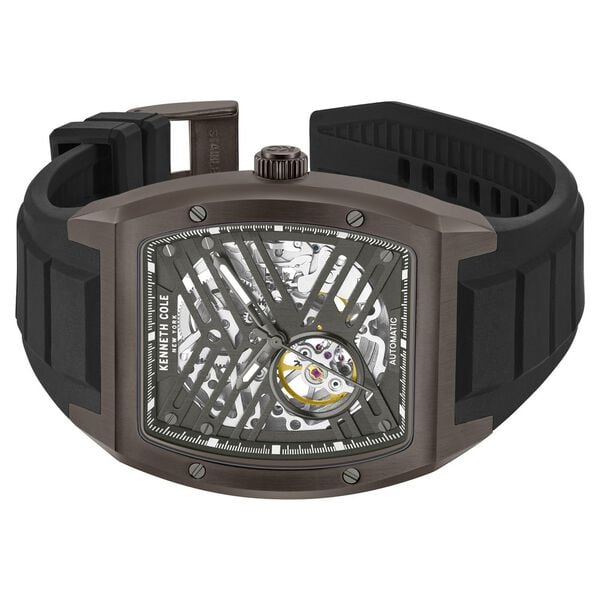 Kenneth Cole Automatic Grey Dial Watch for Men with Silicone Strap