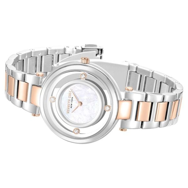 Kenneth Cole Quartz Analog White Dial Watch for Women with Two Toned Stainless Steel Strap
