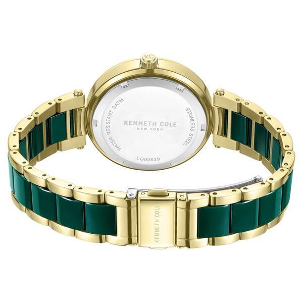 Kenneth Cole Quartz Analog Green Dial Watch for Women with Green Stainless Steel and Ceramic Strap