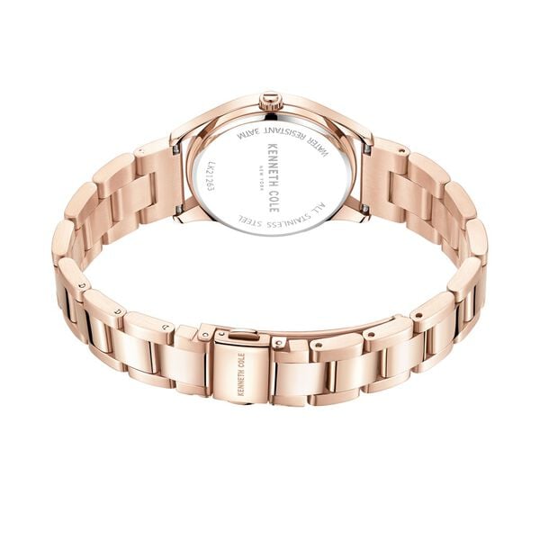 Kenneth Cole Quartz Multifunction Watch for Women with Rose Gold Dial Rose Gold Colour Stainless Steel Strap