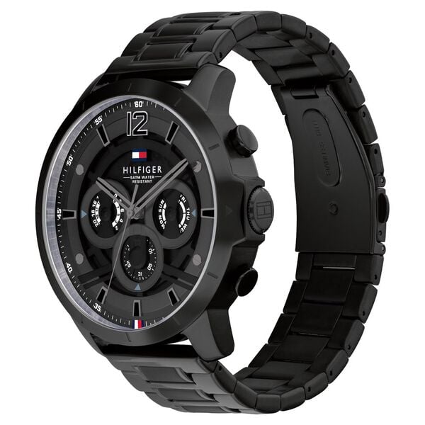 Tommy Hilfiger Quartz Multifunction Watch for Men Black Dial with Stainless Steel Strap