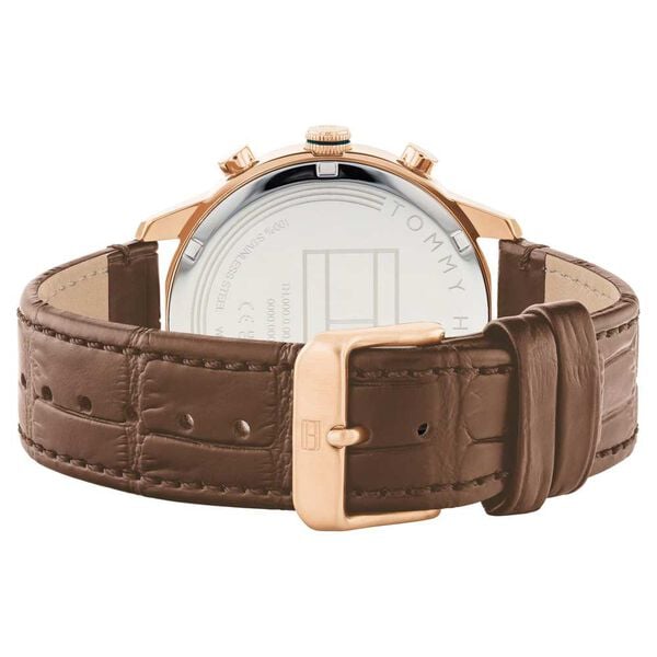 Tommy Hilfiger Quartz Multifunction Blue Dial Watch for Men with Leather Strap