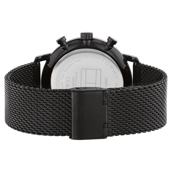 Tommy Hilfiger Quartz Multifunction Golden Dial Watch for Men with Black Stainless Steel Strap