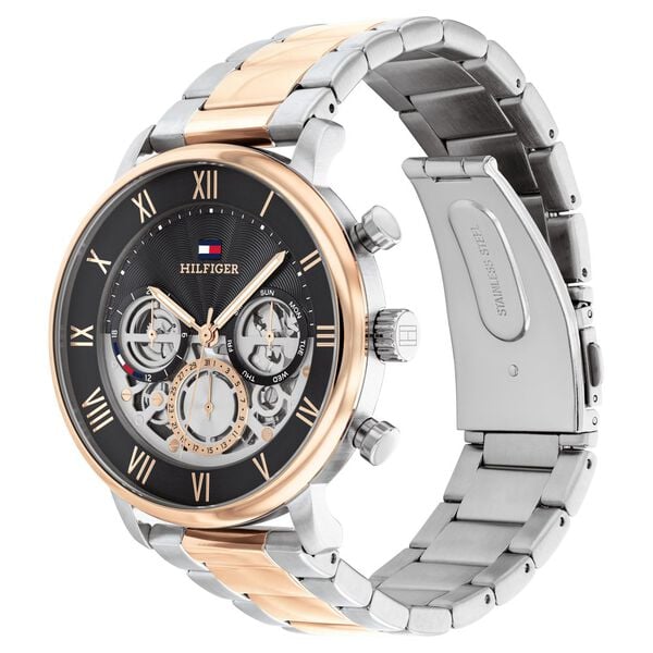 Tommy Hilfiger Quartz Multifunction Grey Dial Watch for Men with Two Toned Stainless Steel Strap