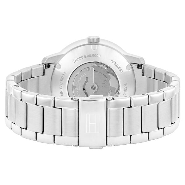 Tommy Hilfiger Automatic Blue Dial Watch for Men with Silver Stainless Steel Strap