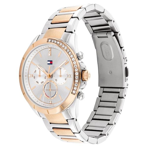 Tommy Hilfiger Quartz Multifunction Watch for Women with Grey Dial Two Toned Colour Stainless Steel Strap