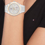 Tommy Hilfiger Quartz Multifunction Watch for Women with Silver Dial Silver Colour Stainless Steel Strap