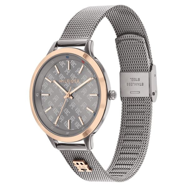 Tommy Hilfiger Quartz Analog Grey Dial Watch for Women with Stainless Steel Strap