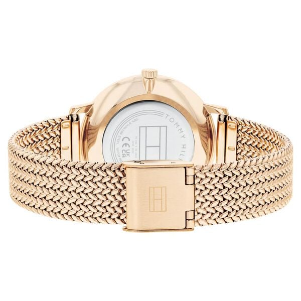 Tommy Hilfiger Quartz Analog Watch for Women with Rose Gold Dial Golden Colour Stainless Steel Strap
