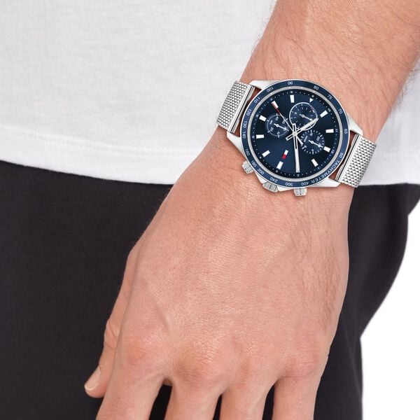 Tommy Hilfiger Quartz Multifunction Watch for Men Blue Dial with Stainless Steel Strap