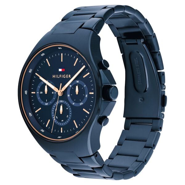Tommy Hilfiger Quartz Multifunction Blue Dial Watch for Men with Stainless Steel Strap