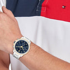Tommy Hilfiger Quartz Analog Blue Dial Watch for Men with Stainless Steel Strap
