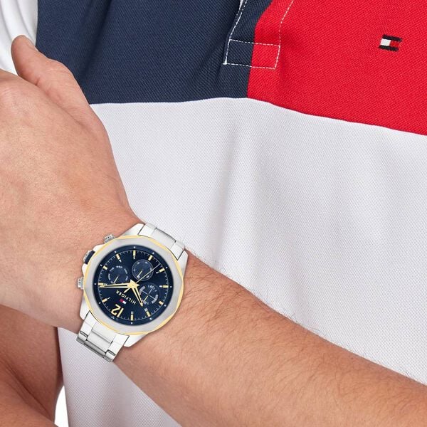 Tommy Hilfiger Quartz Analog Blue Dial Watch for Men with Stainless Steel Strap