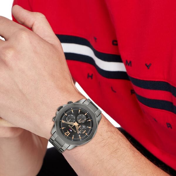 Tommy Hilfiger Quartz Multifunction Grey Dial Watch for Men with Stainless Steel Strap