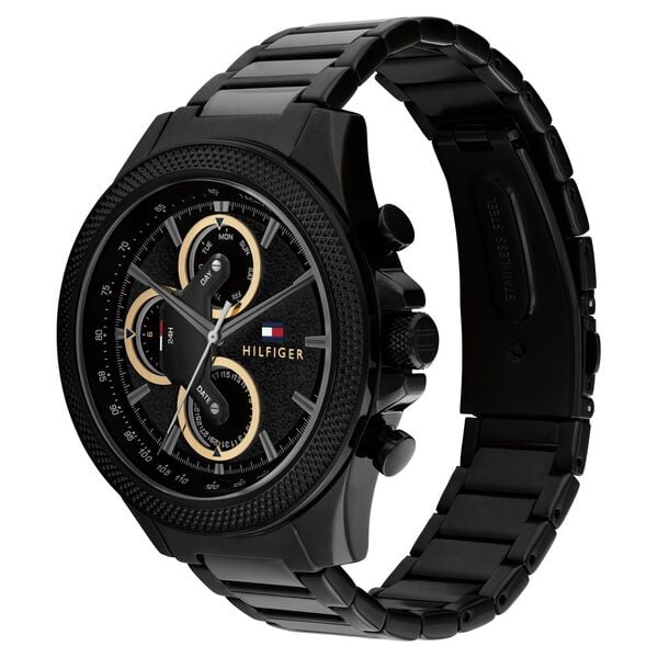 Tommy Hilfiger Quartz Multifunction Black Dial Watch for Men with Black Stainless Steel Strap