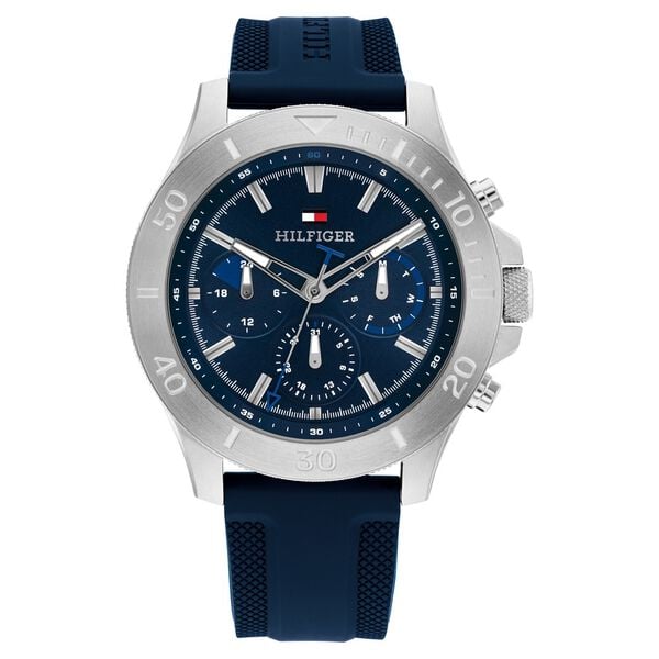 Tommy Hilfiger Quartz Multifunction Blue Dial Watch for Men with Blue Stainless Steel Strap