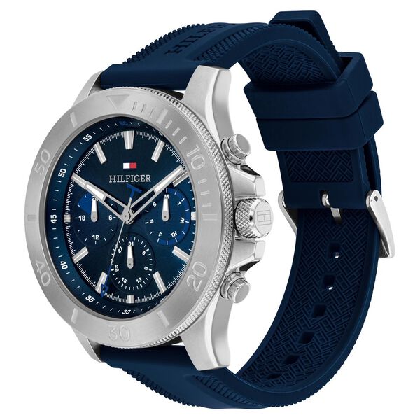Tommy Hilfiger Quartz Multifunction Blue Dial Watch for Men with Blue Stainless Steel Strap