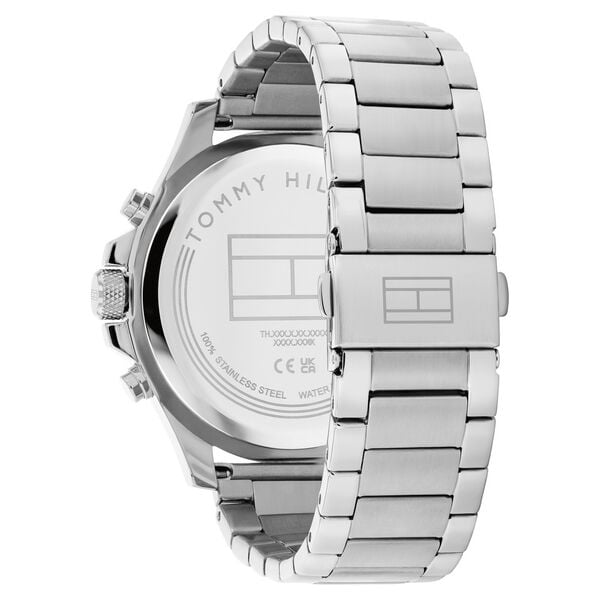 Tommy Hilfiger Quartz Multifunction Black Dial Watch for Men with Silver Stainless Steel Strap