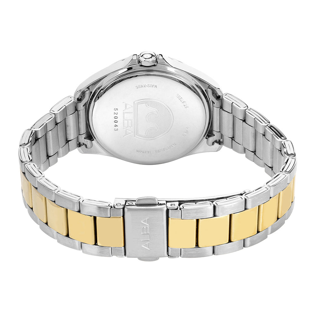 AH7DV3X1 Pearly White Dial Silver-Gold Watch