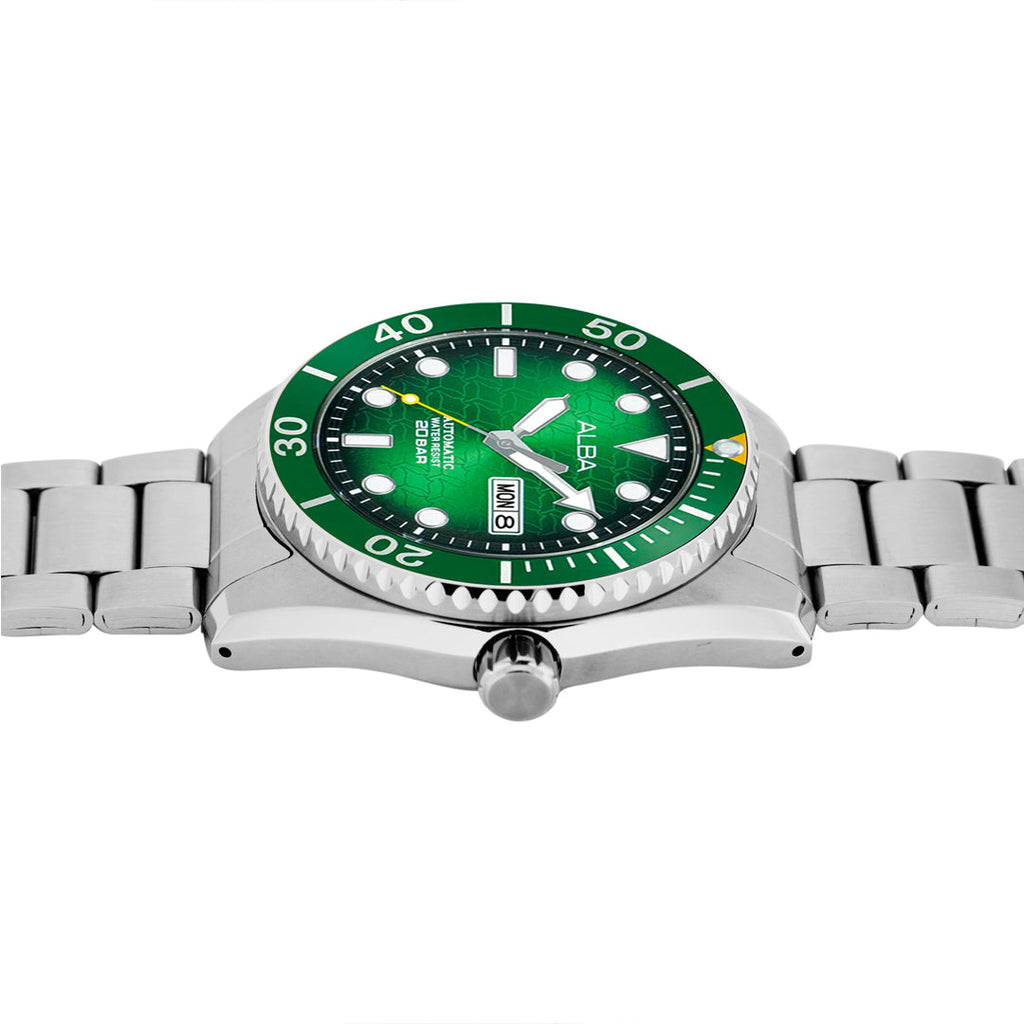 AL4437X1 Green Dial with White Metal Strap Automatic Watch