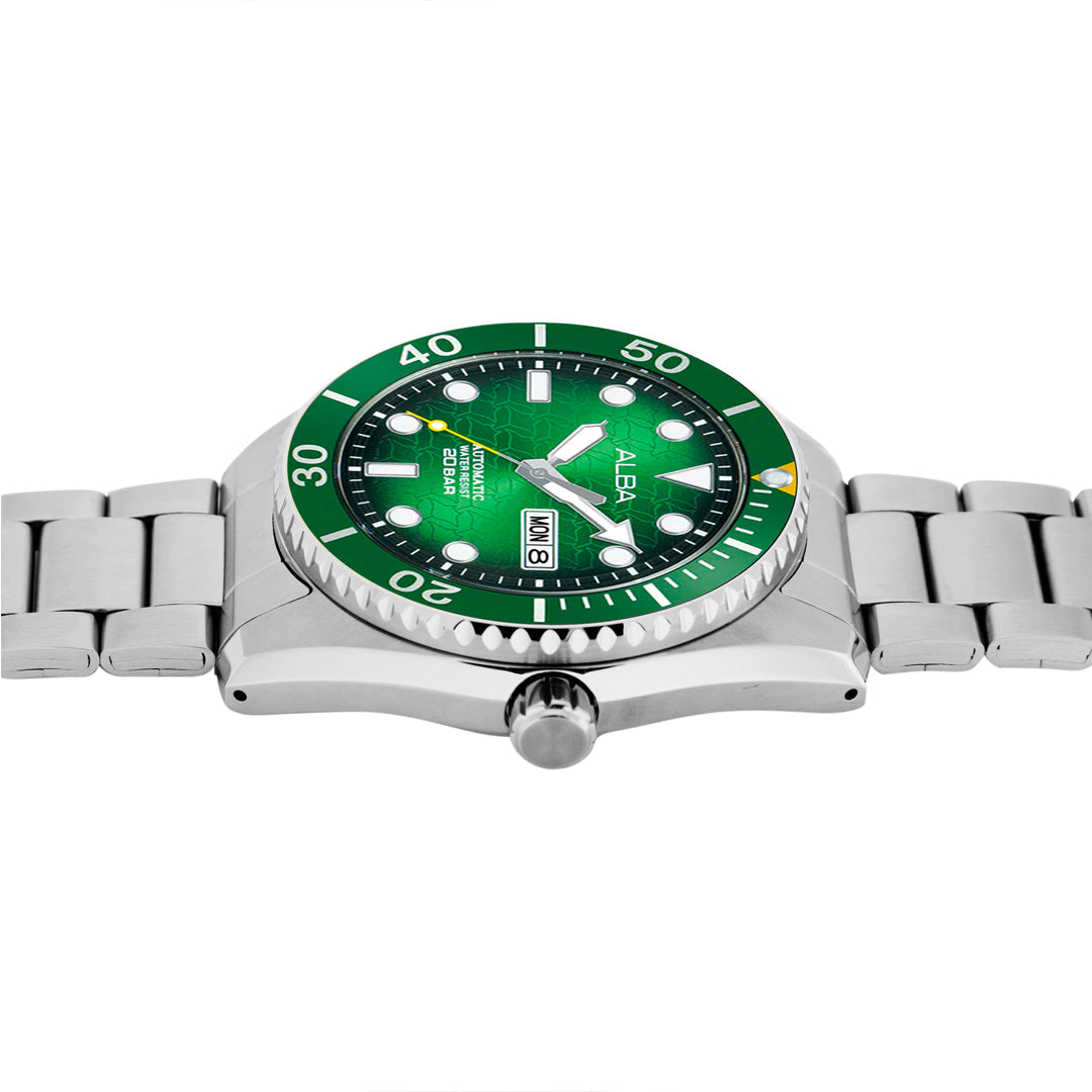 AL4437X1 Green Dial with White Metal Strap Automatic Watch