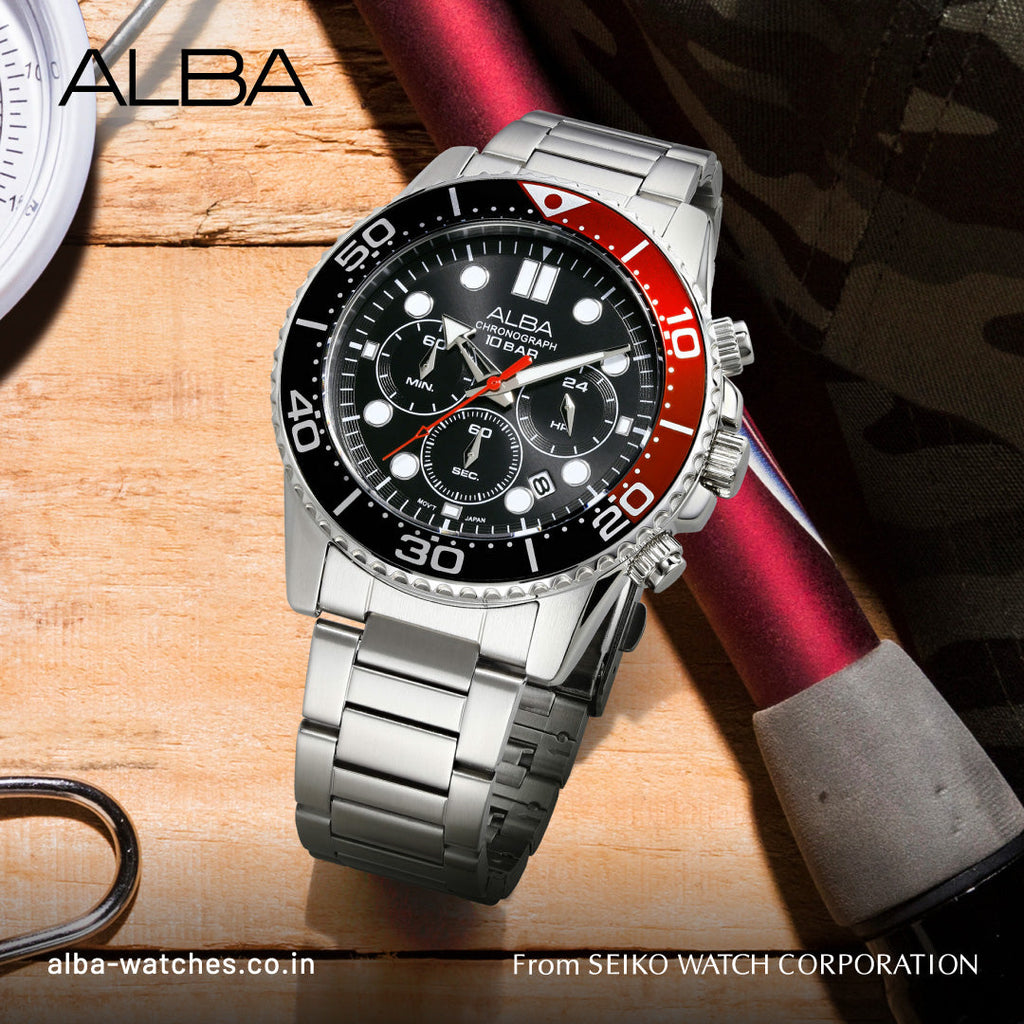 AT3J37X1 Midnight Black Dial with Black+Red Bezel Chronograph