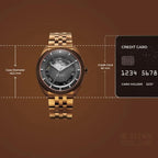 Titan Stellar Cupola Automatic Analog with Sun Moon Phase and Gray Dial IP Bronze Stainless Steel Strap Watch for Men