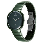 Titan Edge Squircle Camo Quartz Analog Green Dial Green Ceramic Strap Watch For Unisex